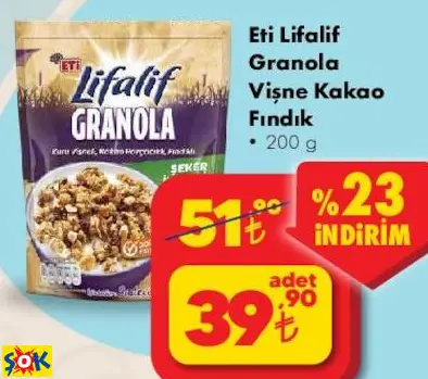 ETİ LİFALİF GRANOLA VİŞNE KAKAO FINDIK ETİ LİFALİF GRANOLA VİŞNE KAKAO FINDIK